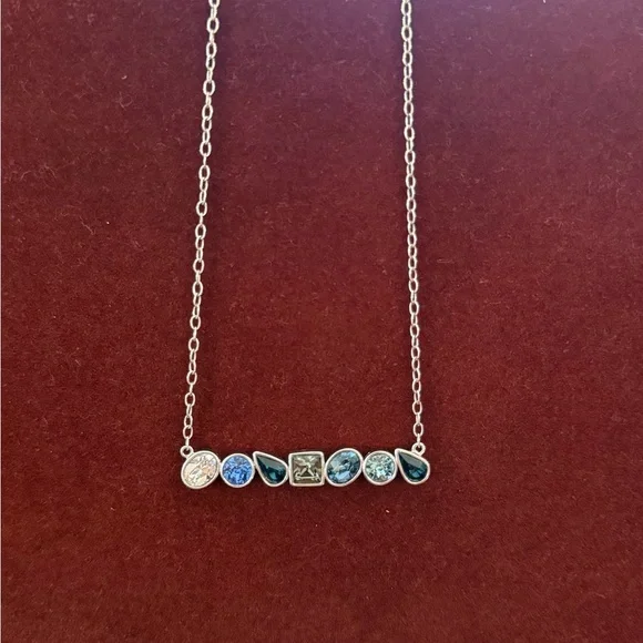 Touchstone Crystal Necklace with Blue and Clear Accents - Picture 1 of 2